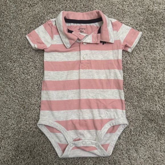 Carter's Pink and White Striped Baby Bodysuit - Picture 1 of 4